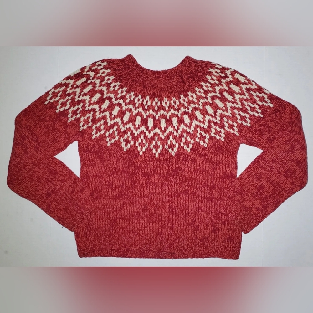 American Eagle 100% Lambswool Girls Large Knitted Sweater Fair Isle